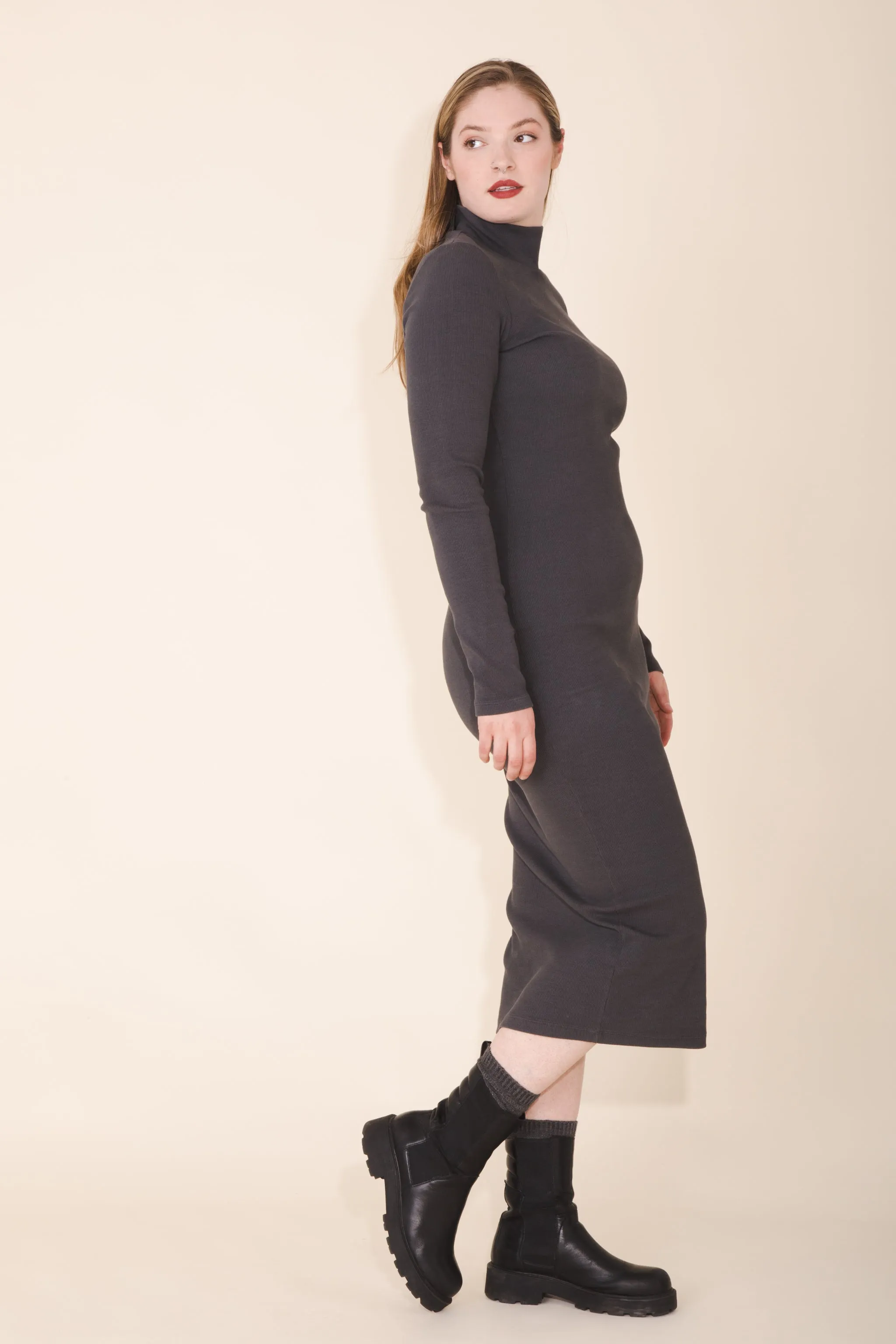 Mockneck Dress in Graphite