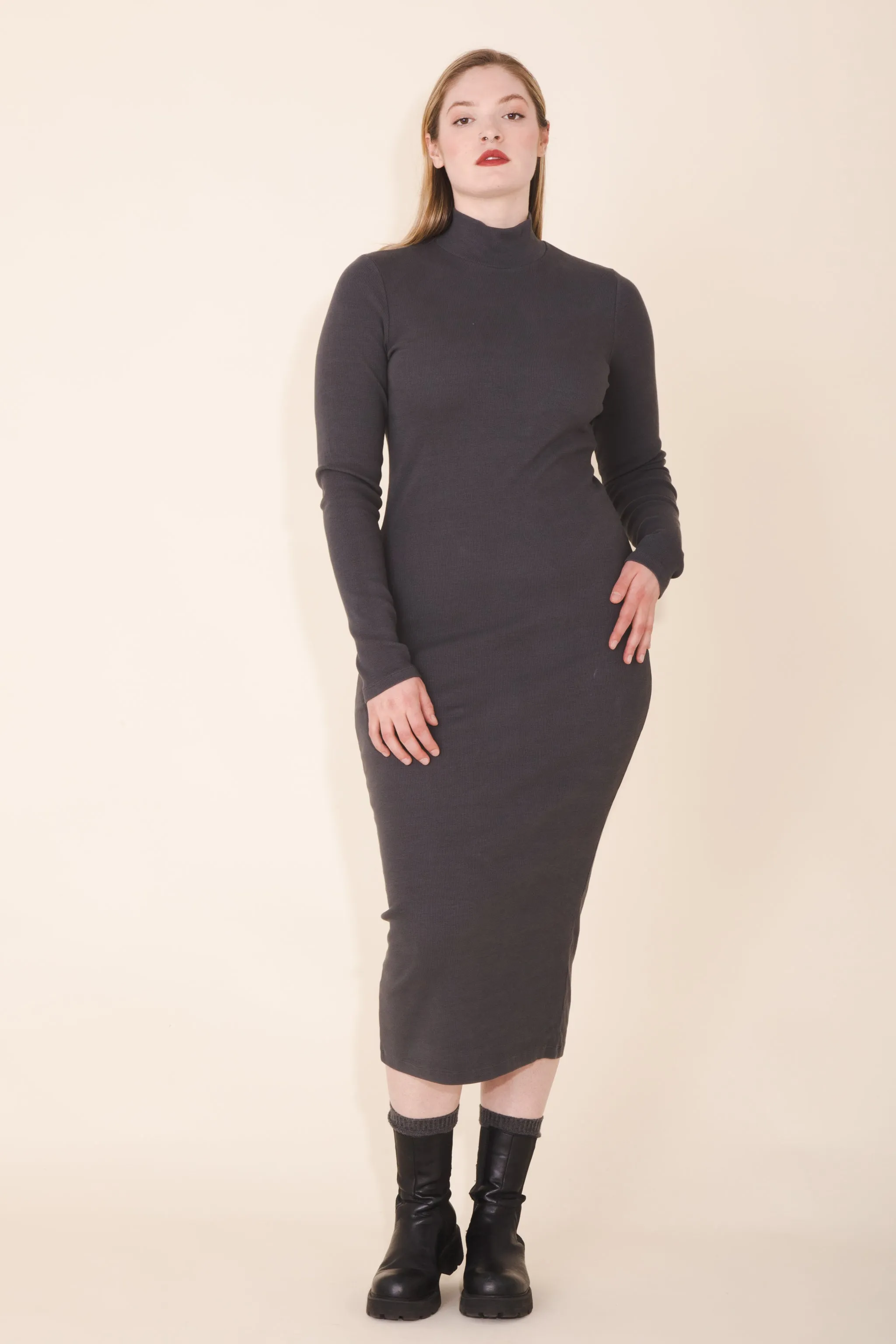 Mockneck Dress in Graphite