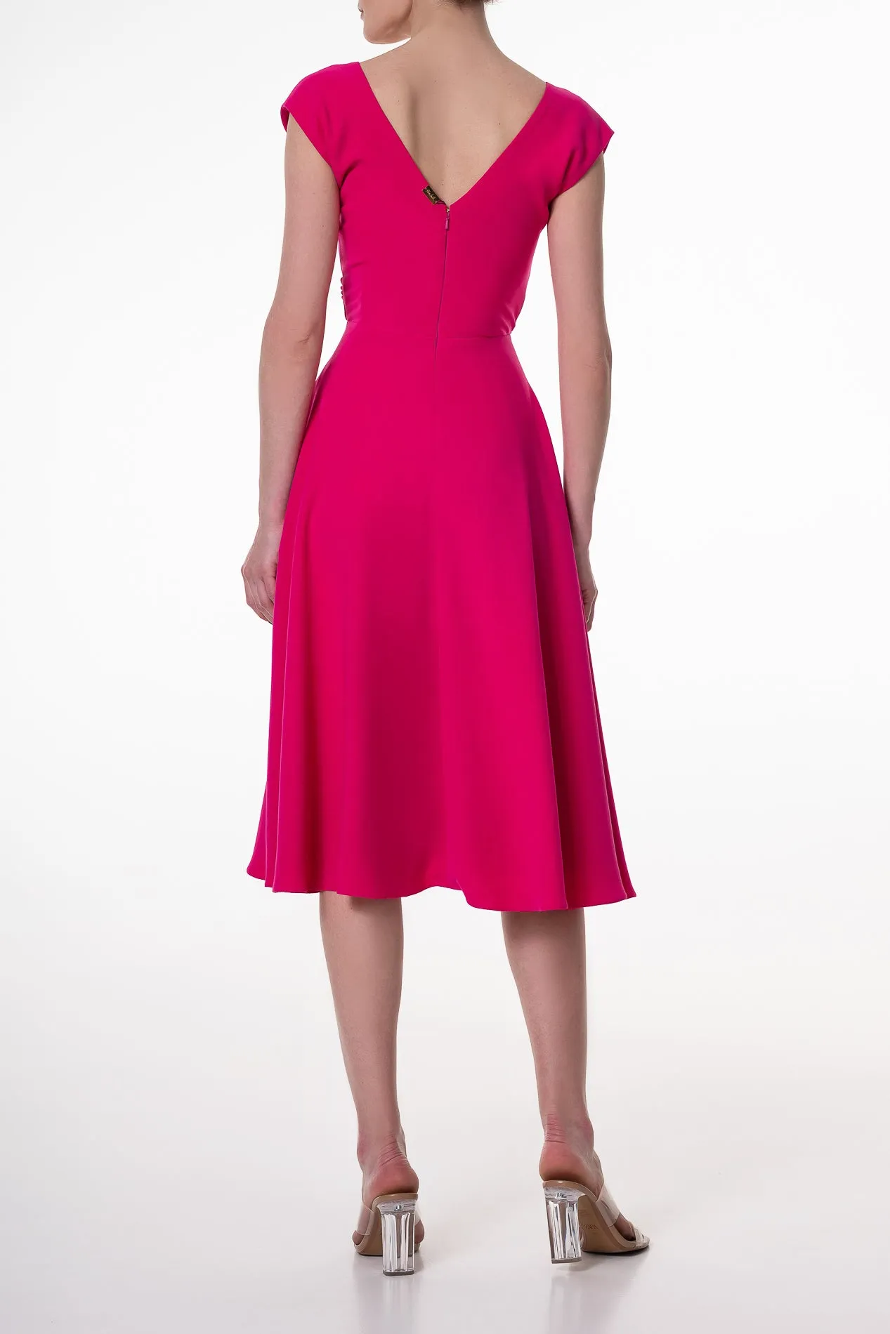 Monica Raspberry Crepe Midi Dress