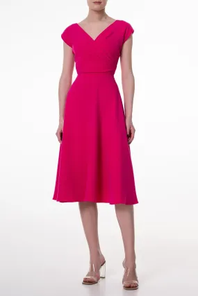 Monica Raspberry Crepe Midi Dress