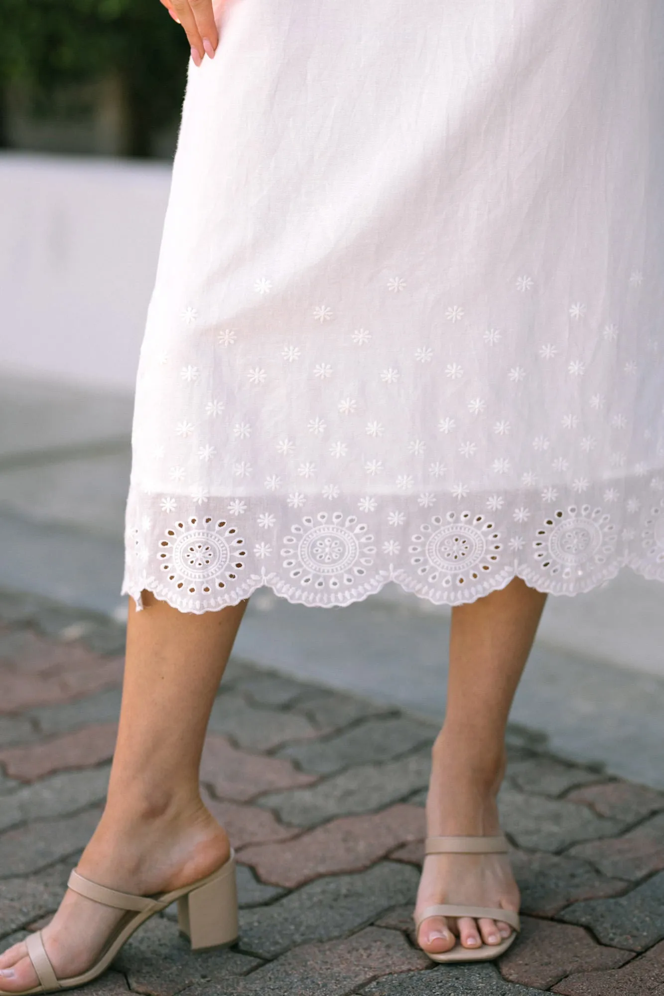 Nancy V-Neck Eyelet Dress