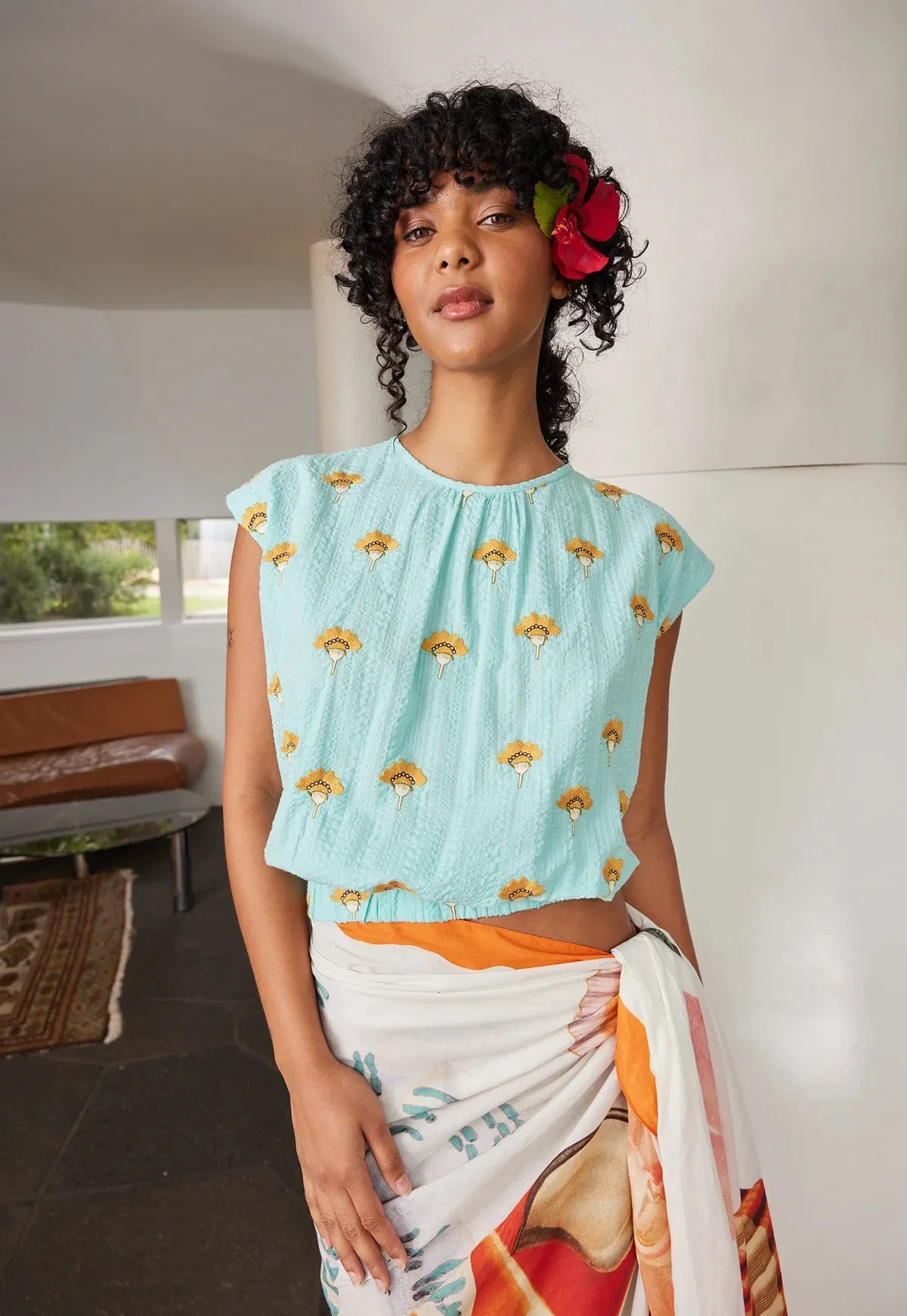 Nancybird Sabrina Top in Embroidered Flower