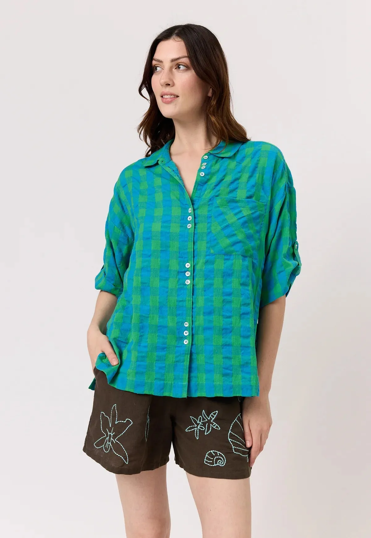 Nancybird Yaya Shirt in Verdant Check