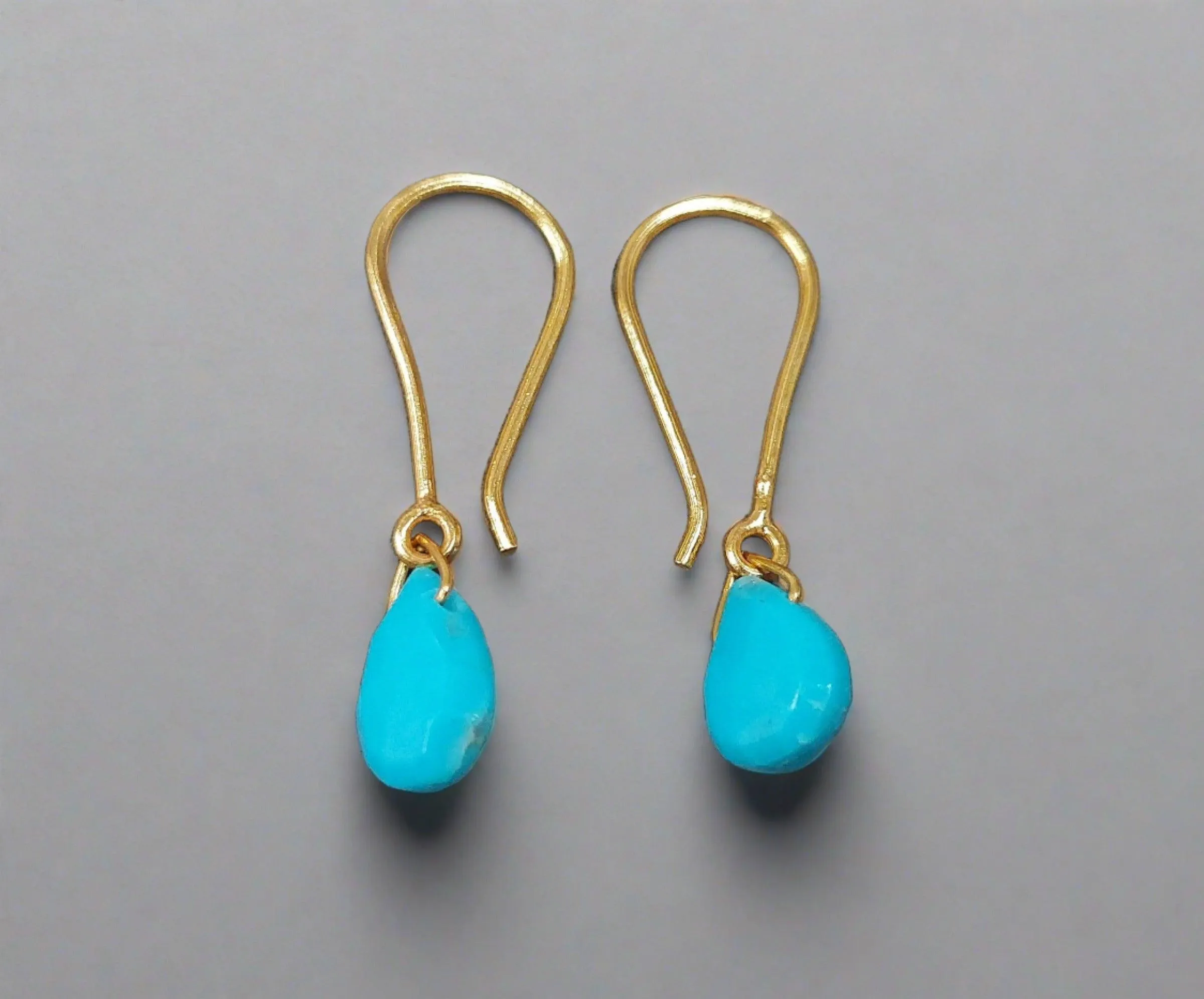 Natural Turquoise Gold Vermeil Earrings