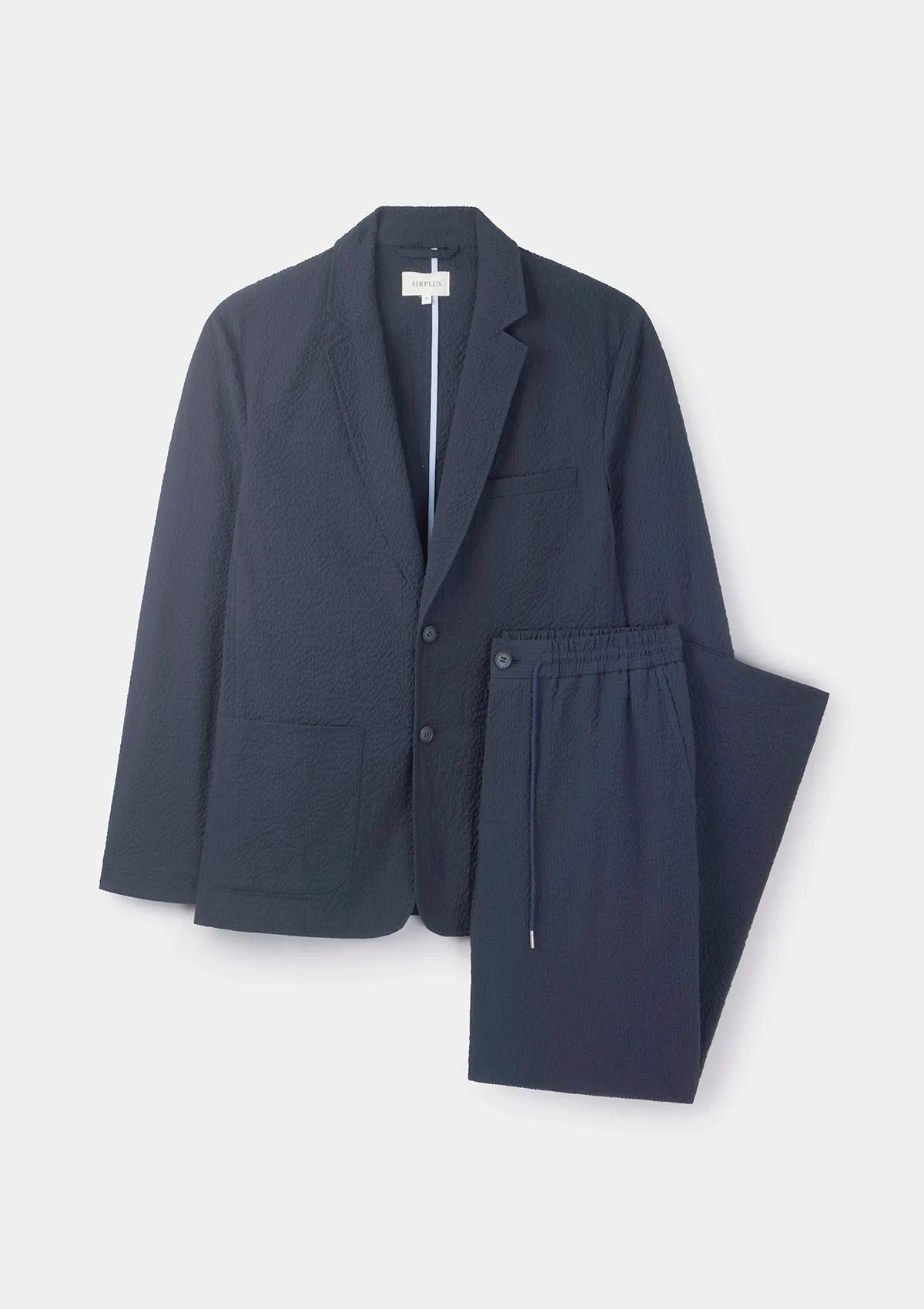 Navy Cotton Seersucker Blazer