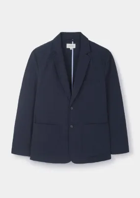 Navy Cotton Seersucker Blazer