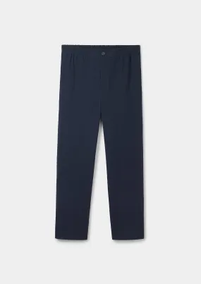 Navy Seersucker Drawstring Trousers