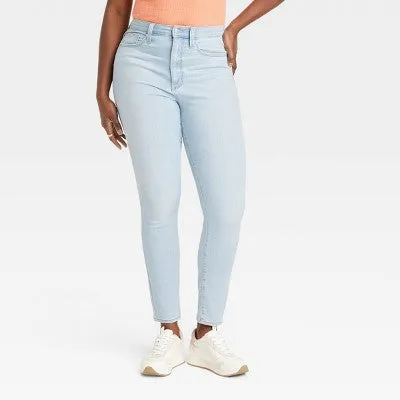 New - Women's High-Rise Skinny Jeans - Universal Thread Light Blue 4 Short