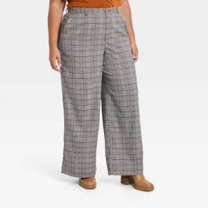 New - Women's High-Rise Wide Leg Trouser Pants - Ava & Viv Purple 18