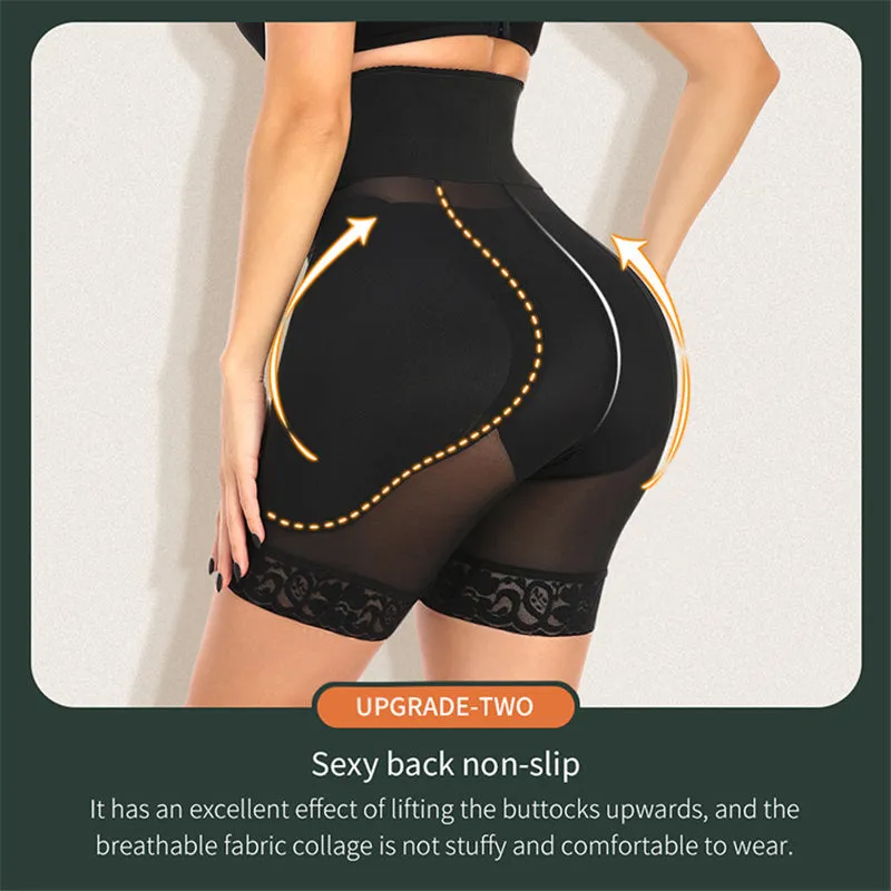 Nine-Row Adjustable Buckle Lace-Up  Crotch Mesh Waist Shaper Pants