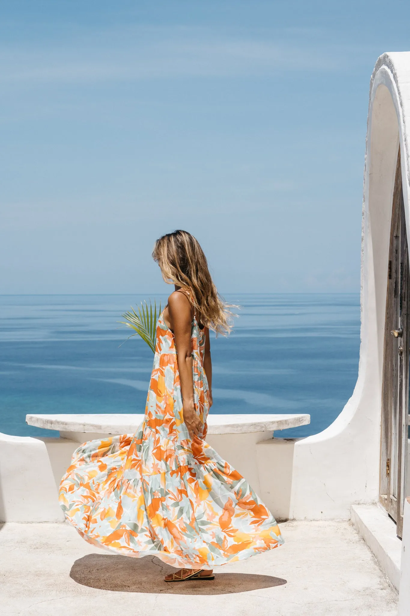 Noemi Orange Floral Maxi Dress