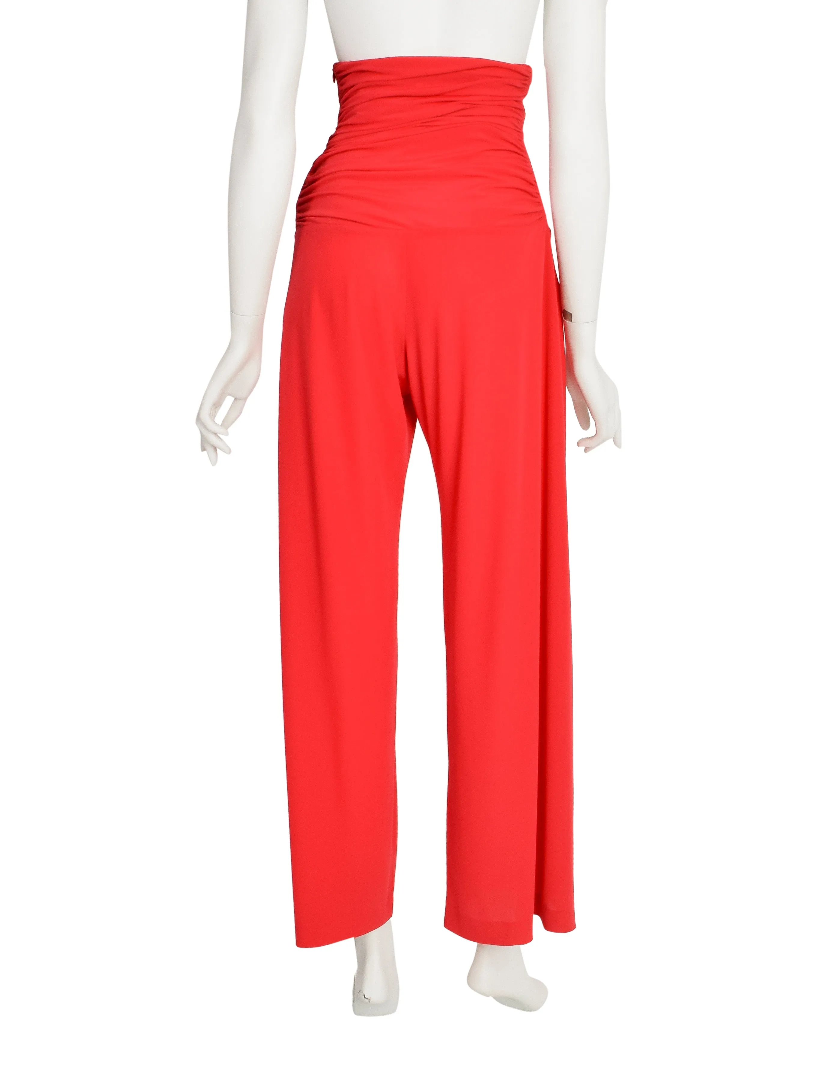 Norma Kamali Vintage Red Ultra High Waist Ruched Pants