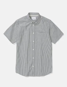 Norse Projects Osvald Seersucker Short Sleeve Shirt - Navy Stripe