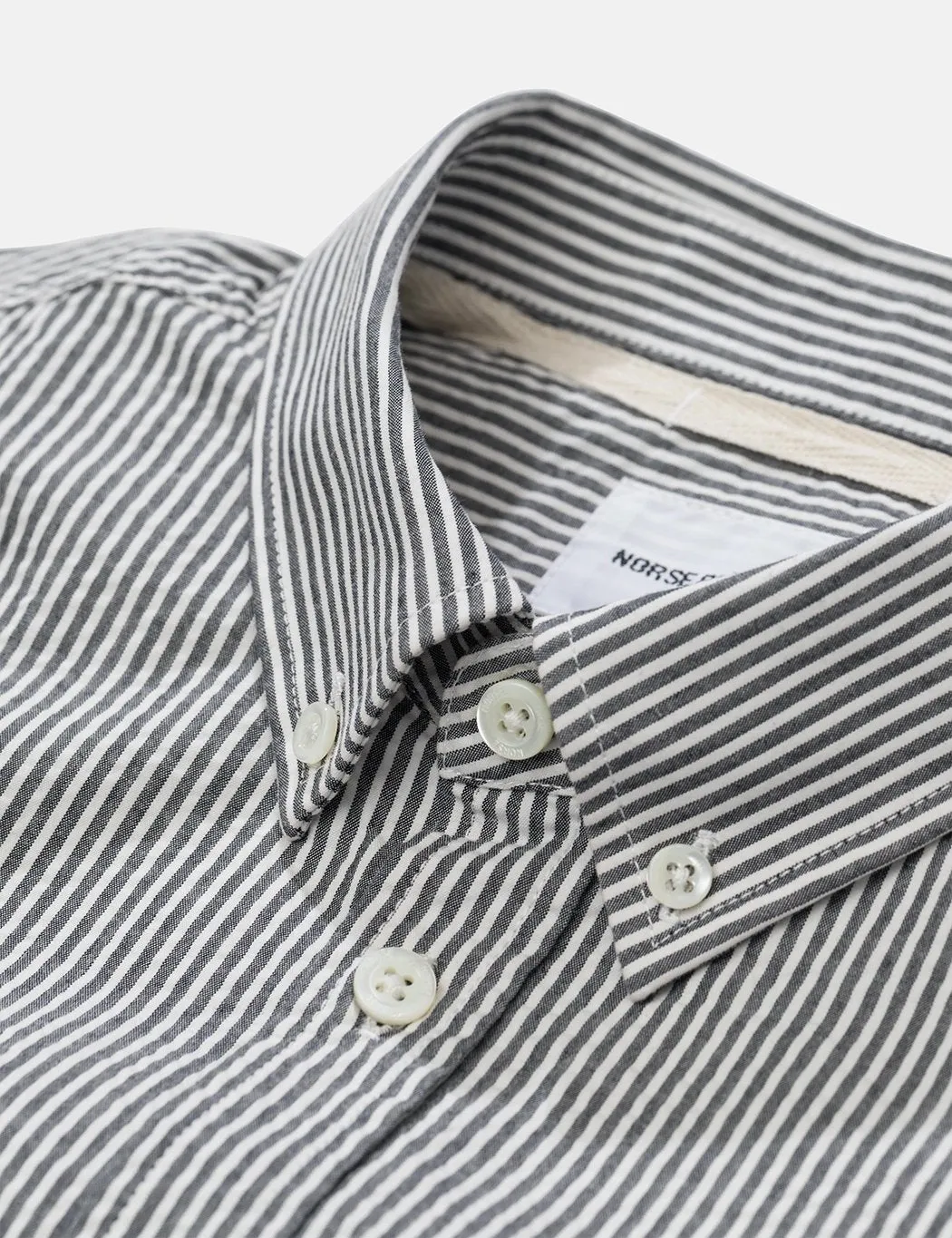 Norse Projects Osvald Seersucker Short Sleeve Shirt - Navy Stripe