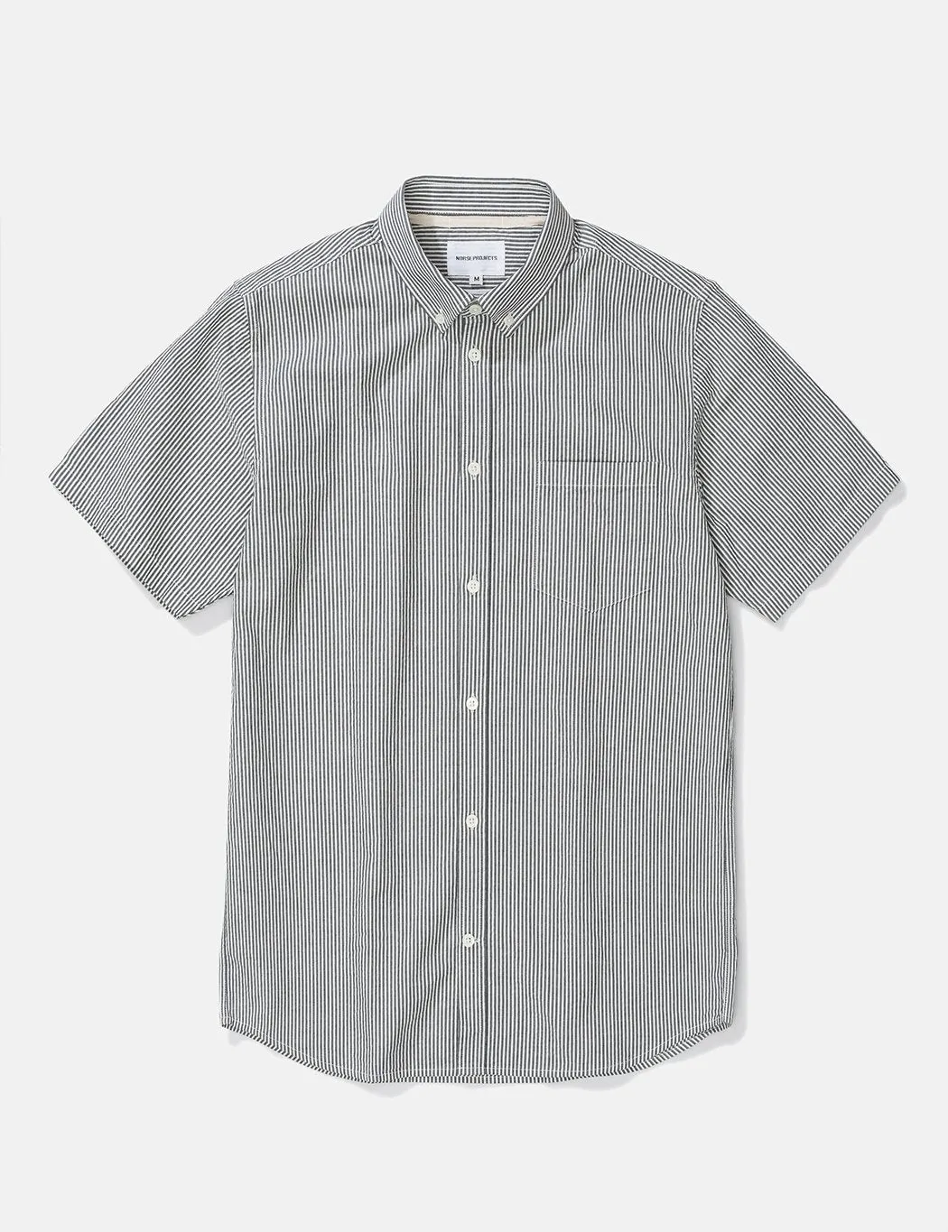 Norse Projects Osvald Seersucker Short Sleeve Shirt - Navy Stripe