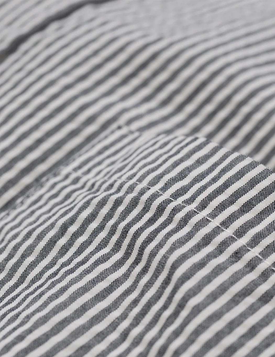 Norse Projects Osvald Seersucker Short Sleeve Shirt - Navy Stripe