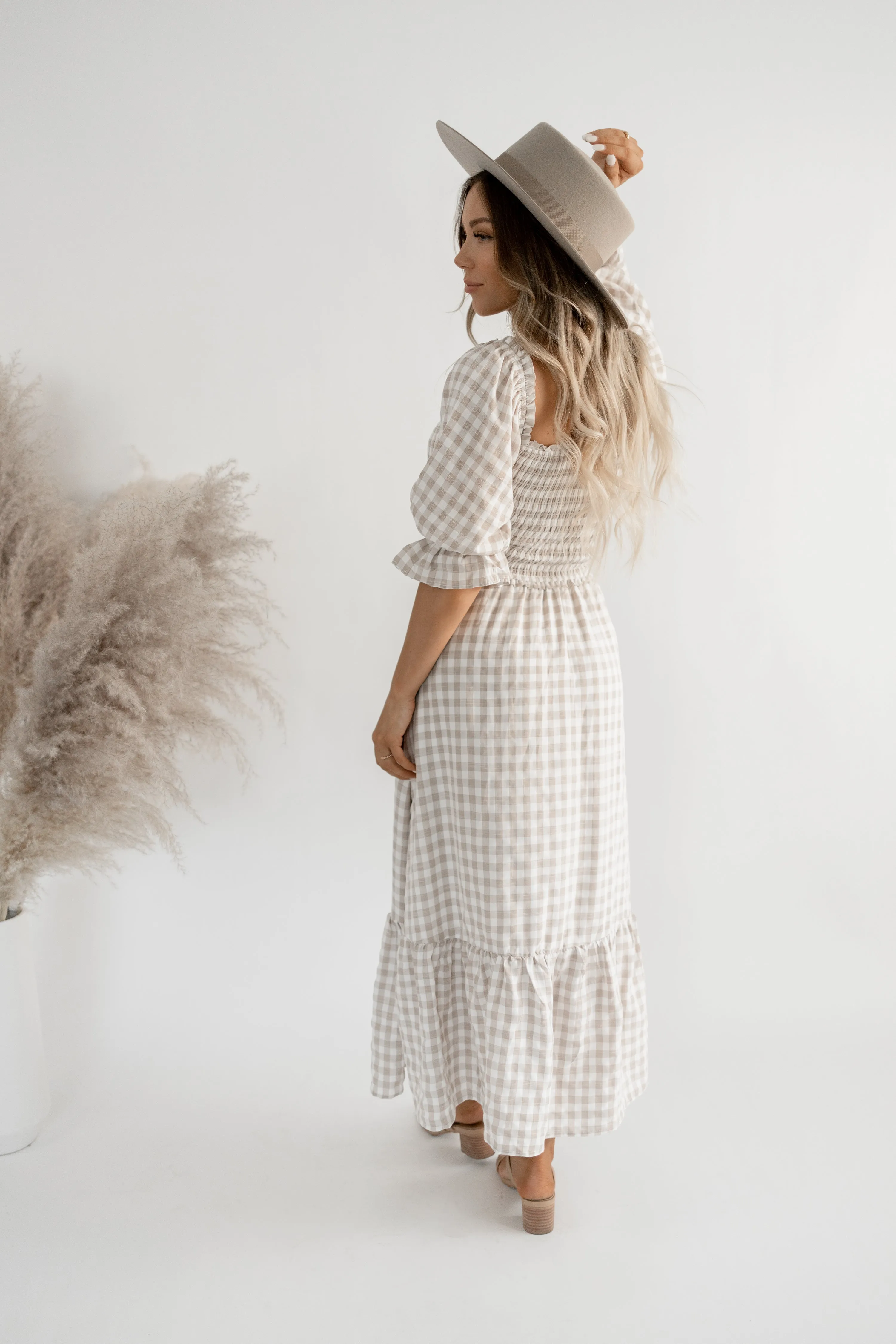 October gingham midi