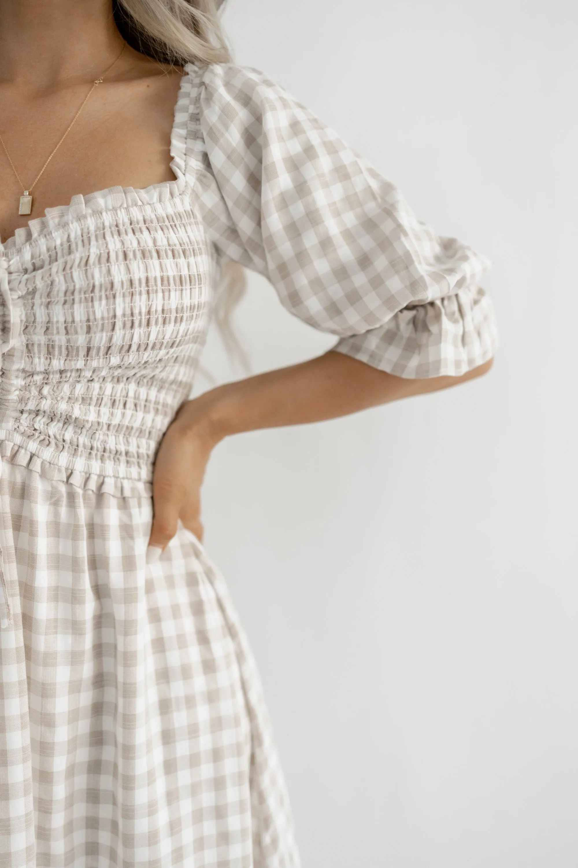 October gingham midi