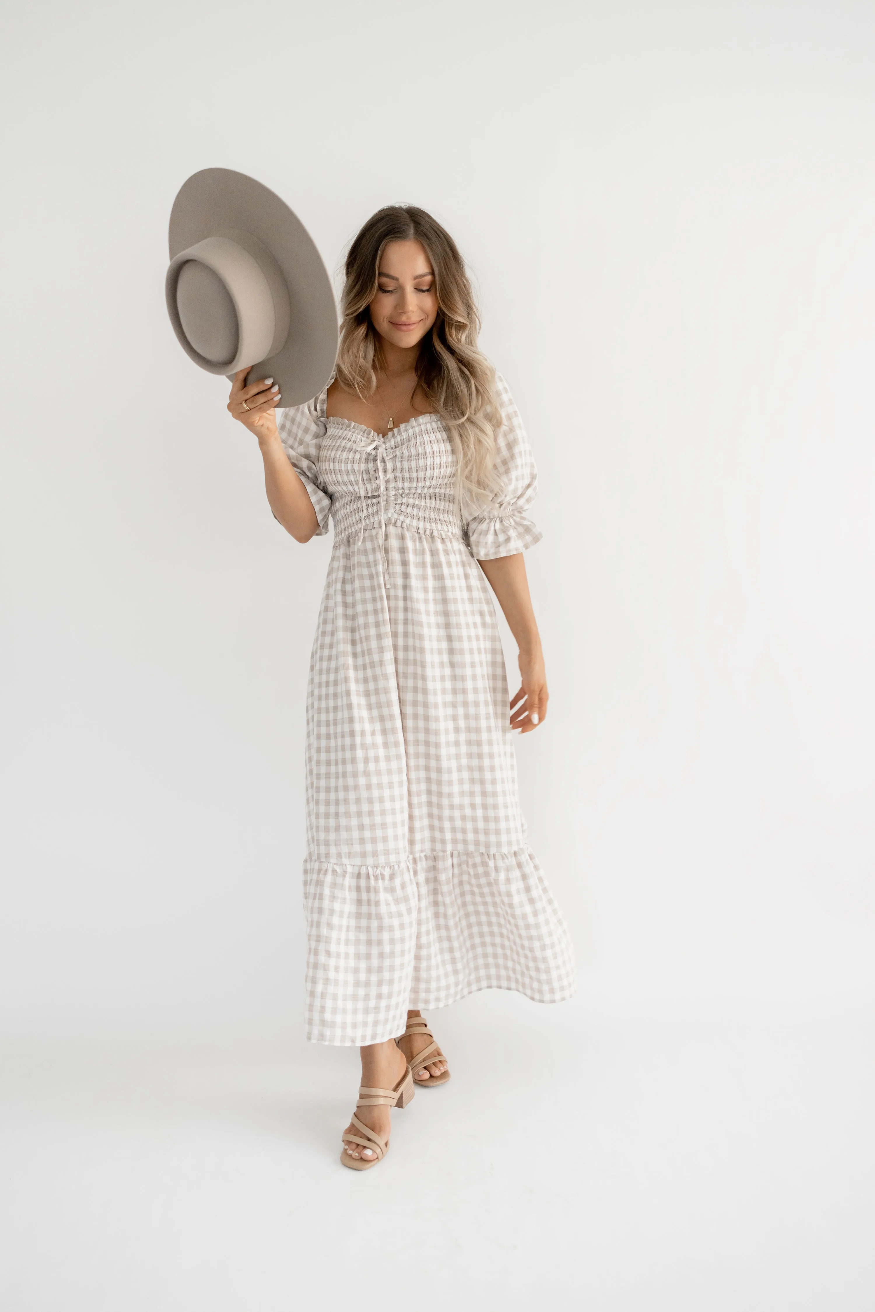 October gingham midi