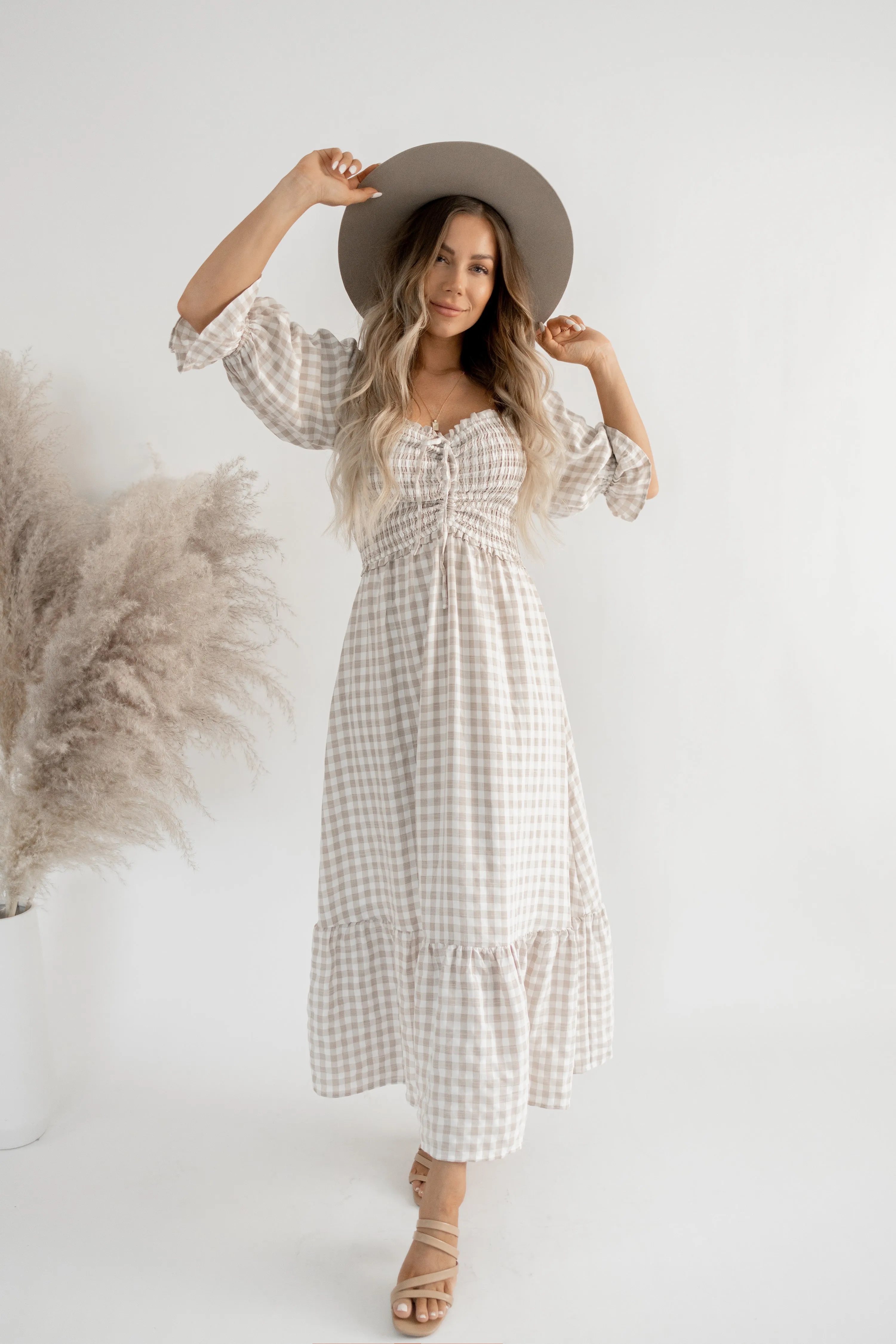 October gingham midi