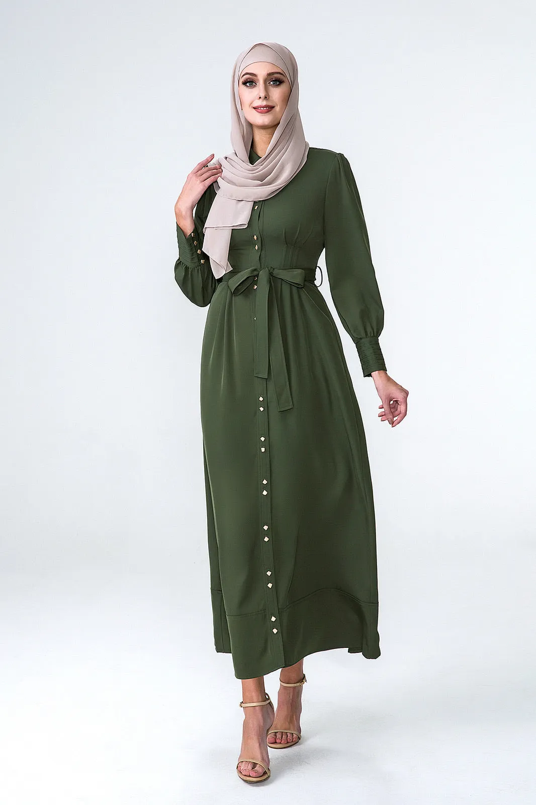 Olive Shirt Dress - Hijab House