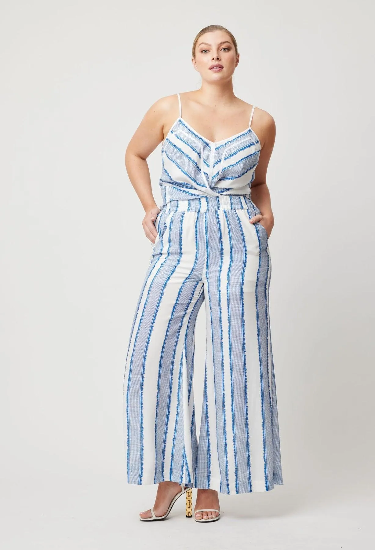 OnceWas Positano Wide Leg Pant in Sorrento Stripe