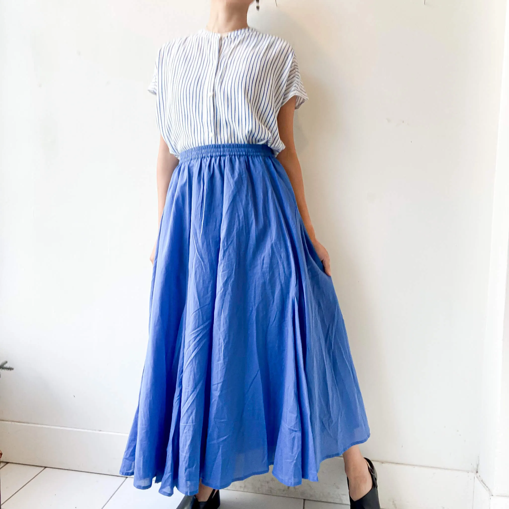 OPTIM | Cotton Flare Long Skirt