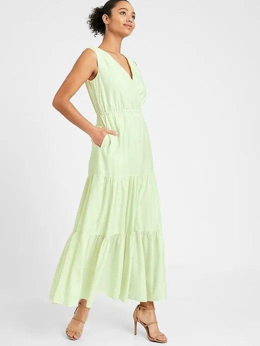 Organic Cotton-TENCEL Maxi Dress in Honeydew Green