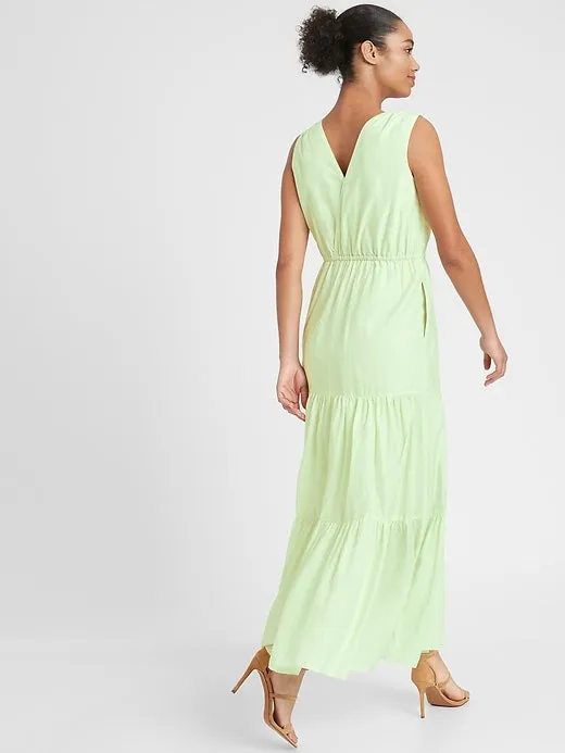 Organic Cotton-TENCEL Maxi Dress in Honeydew Green