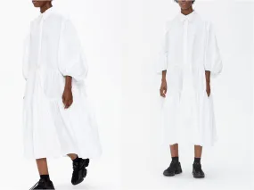 Oversized Button-up Long Dress Shirt in Crisp Poplin / Pointed collar