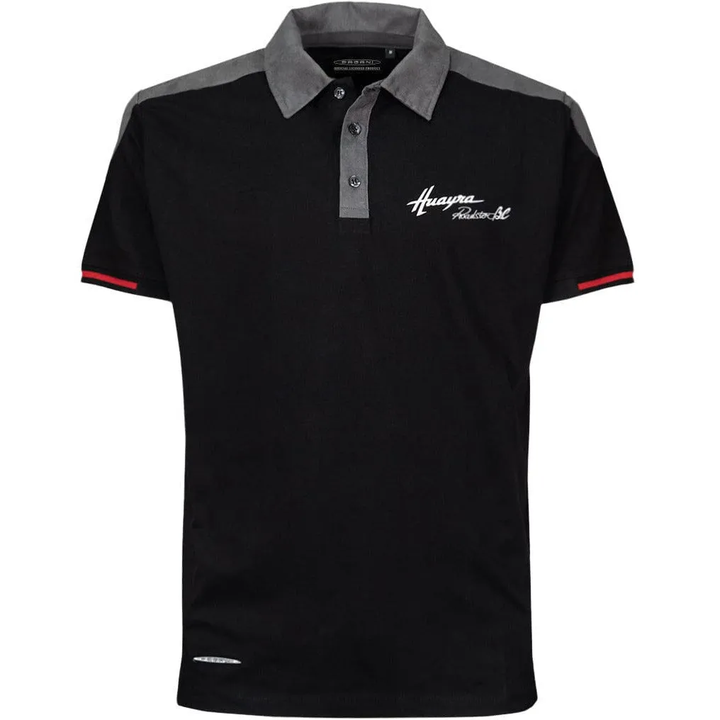 Pagani Huayra Roadster BC Men's Alcantara Polo Shirt - Dark Gray/White