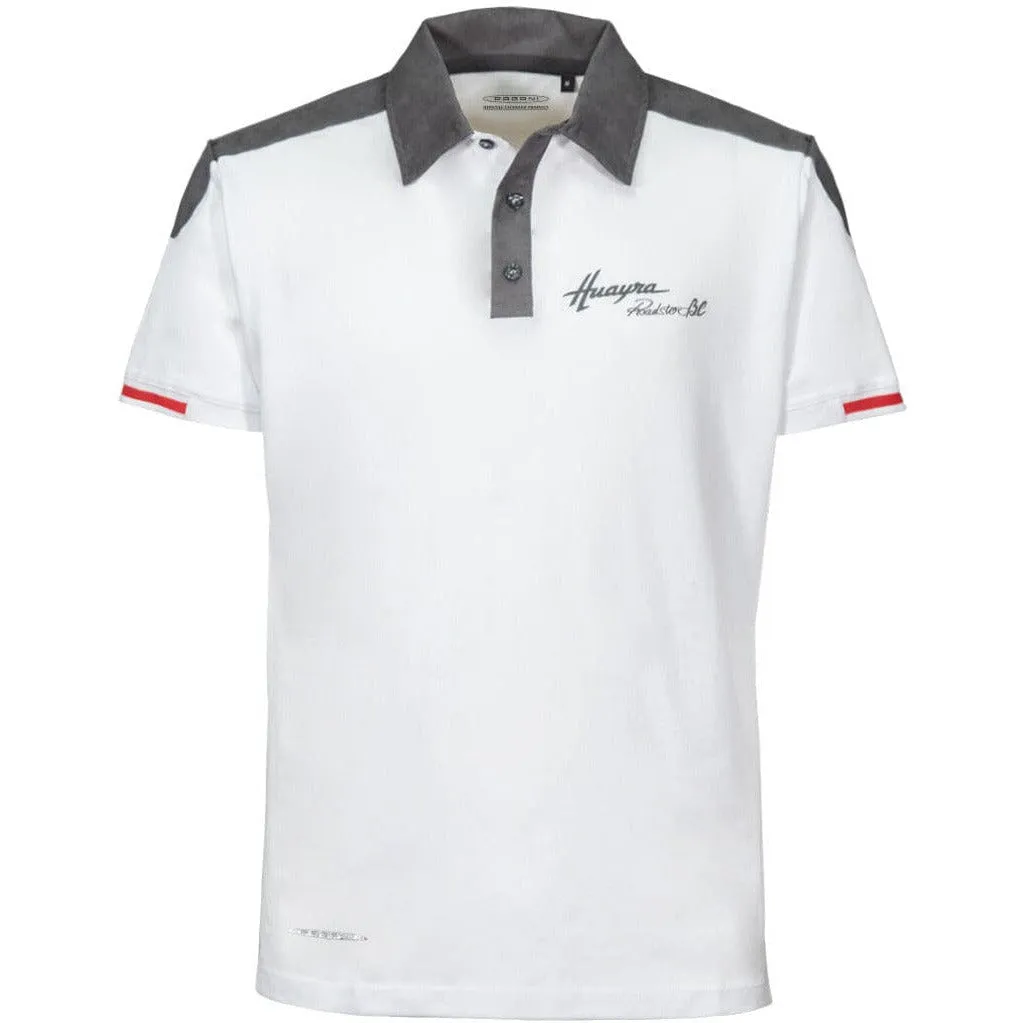 Pagani Huayra Roadster BC Men's Alcantara Polo Shirt - Dark Gray/White