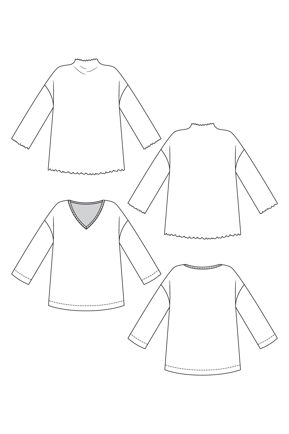 PDF Pattern - Olo Funnel Neck Tee & V-Neck Tee | Named Clothing