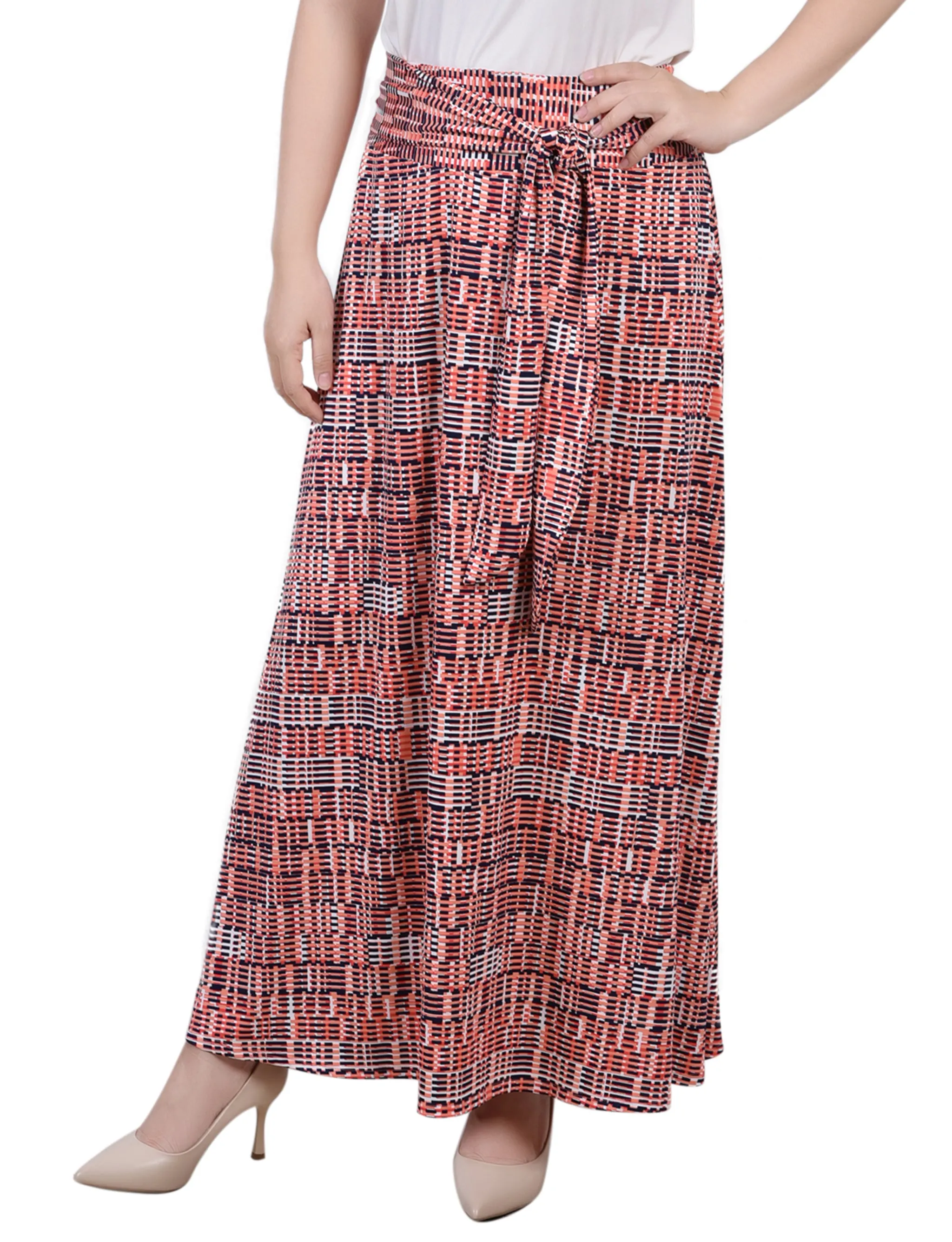 Petite Maxi Skirt With Sash Waist Tie