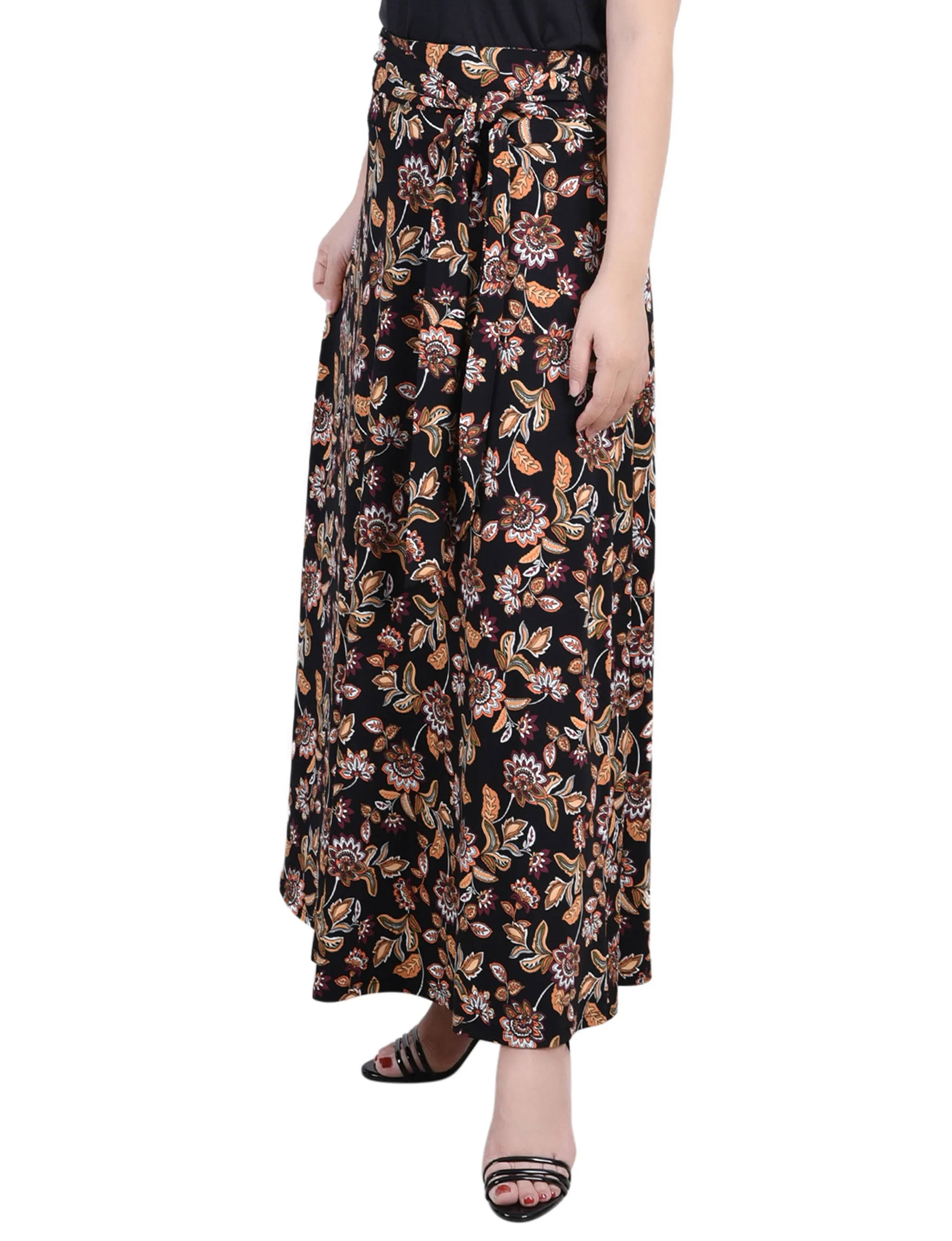 Petite Maxi Skirt With Sash Waist Tie