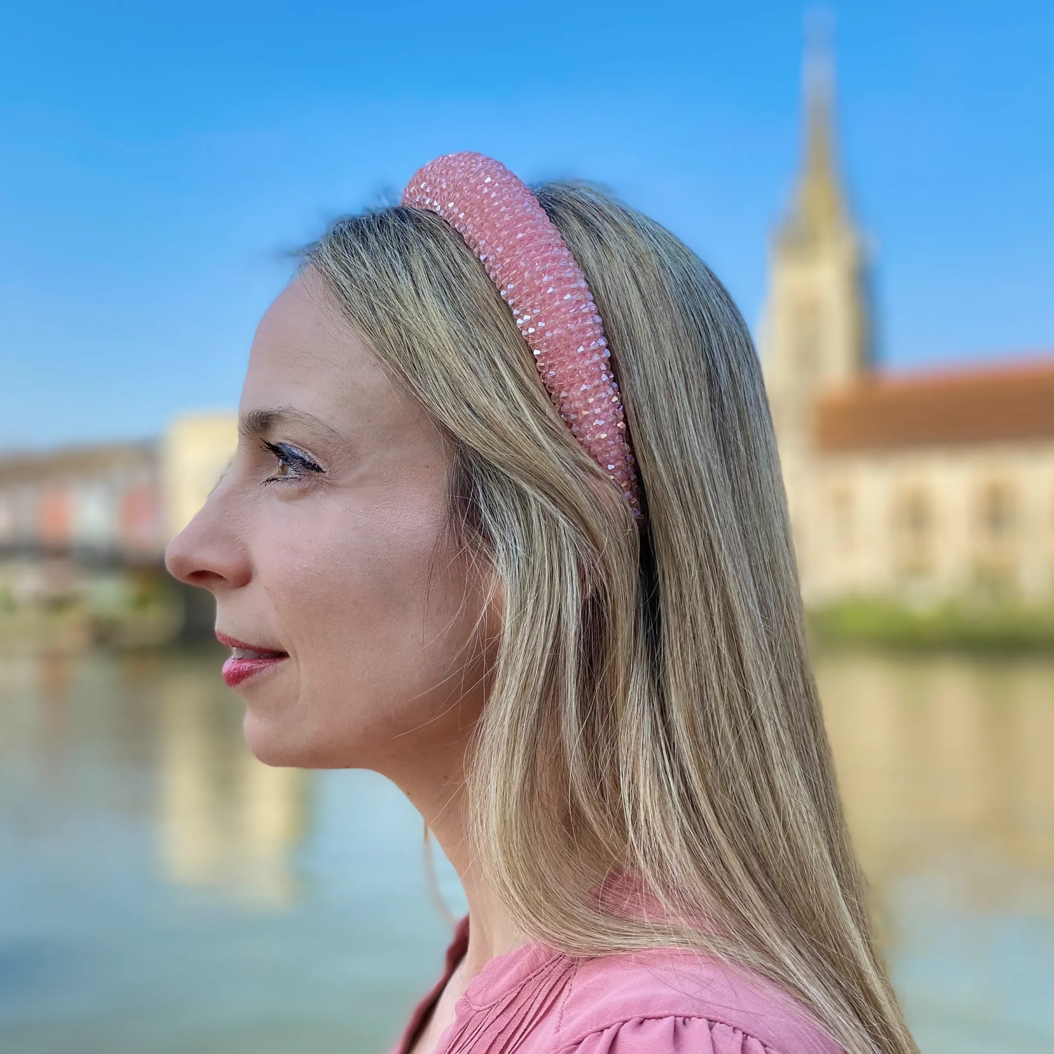 Pink Headband Beaded