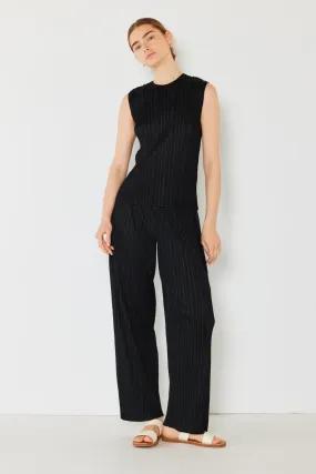 Pleated Elastic-Waist Straight Pants