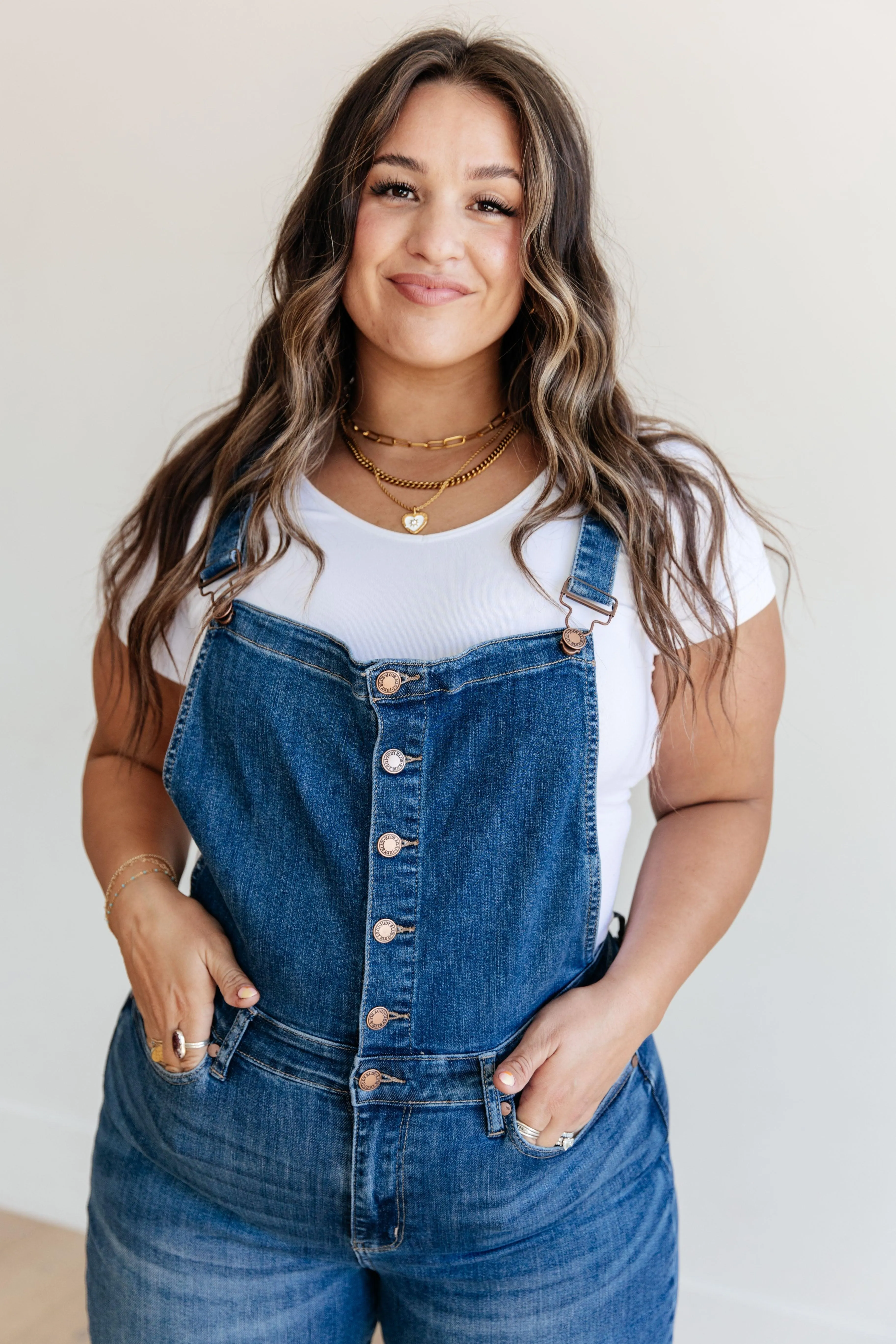 Plus High Rise Crop Wide Leg Denim Overalls