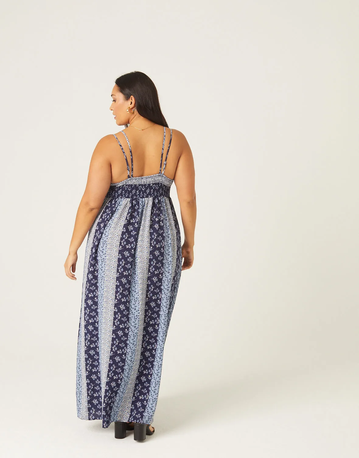 Plus Size Boho Stripe Maxi Dress