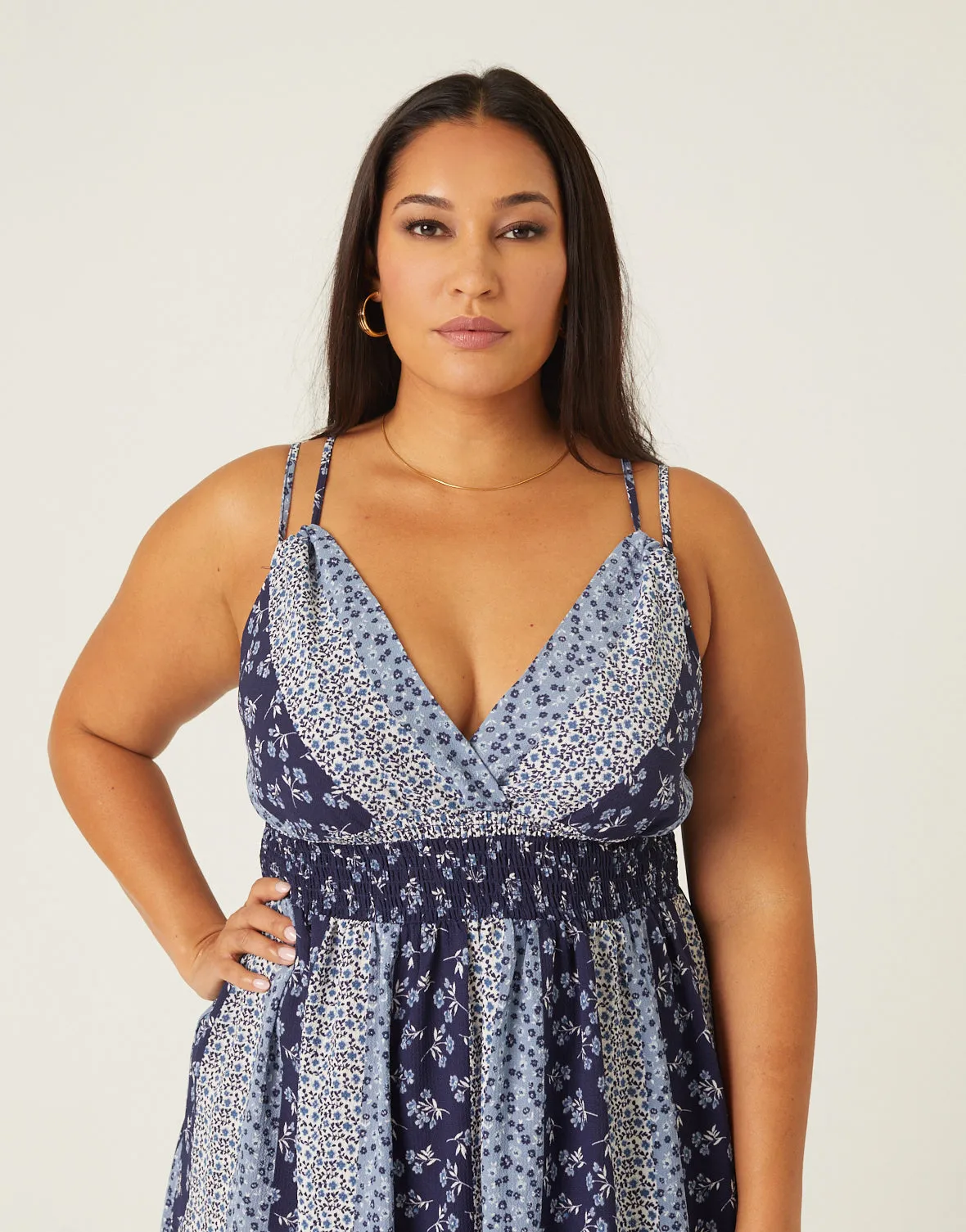 Plus Size Boho Stripe Maxi Dress