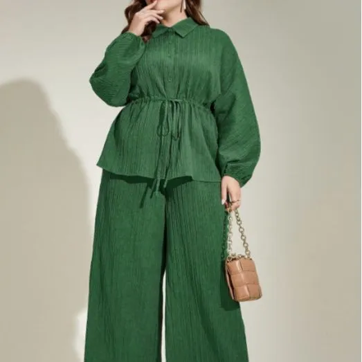 Plus Size Loose Fitted 2pc Pants Set