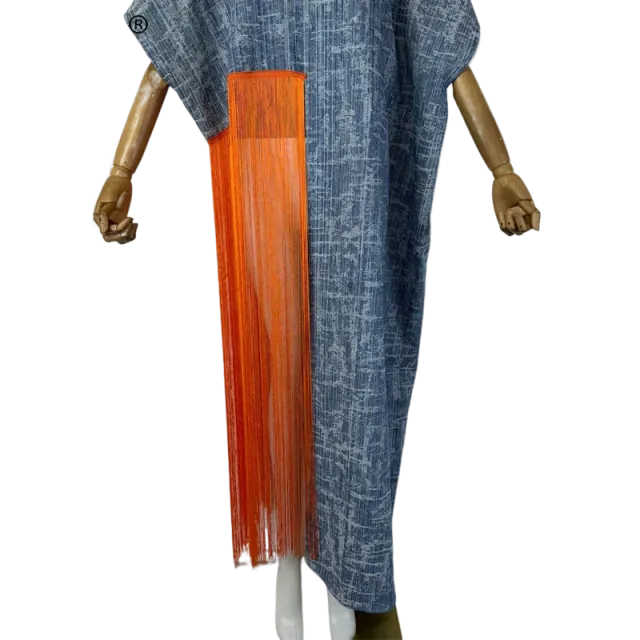 Pre Order: Denim with Tassel Kaftan Dress - WINI