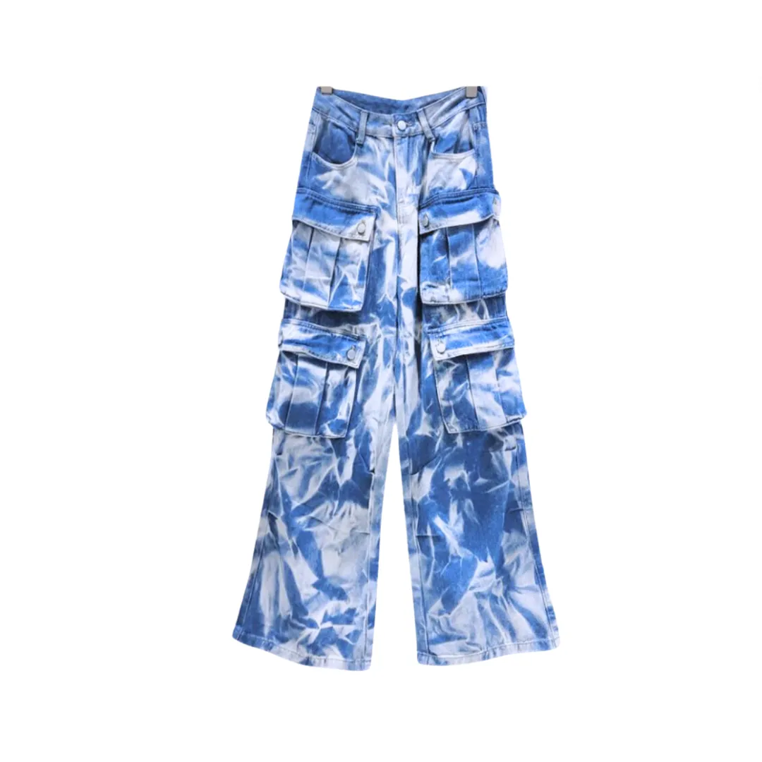 Pre Order: Multi Pocket Camouflage Straight Leg Mop Jeans