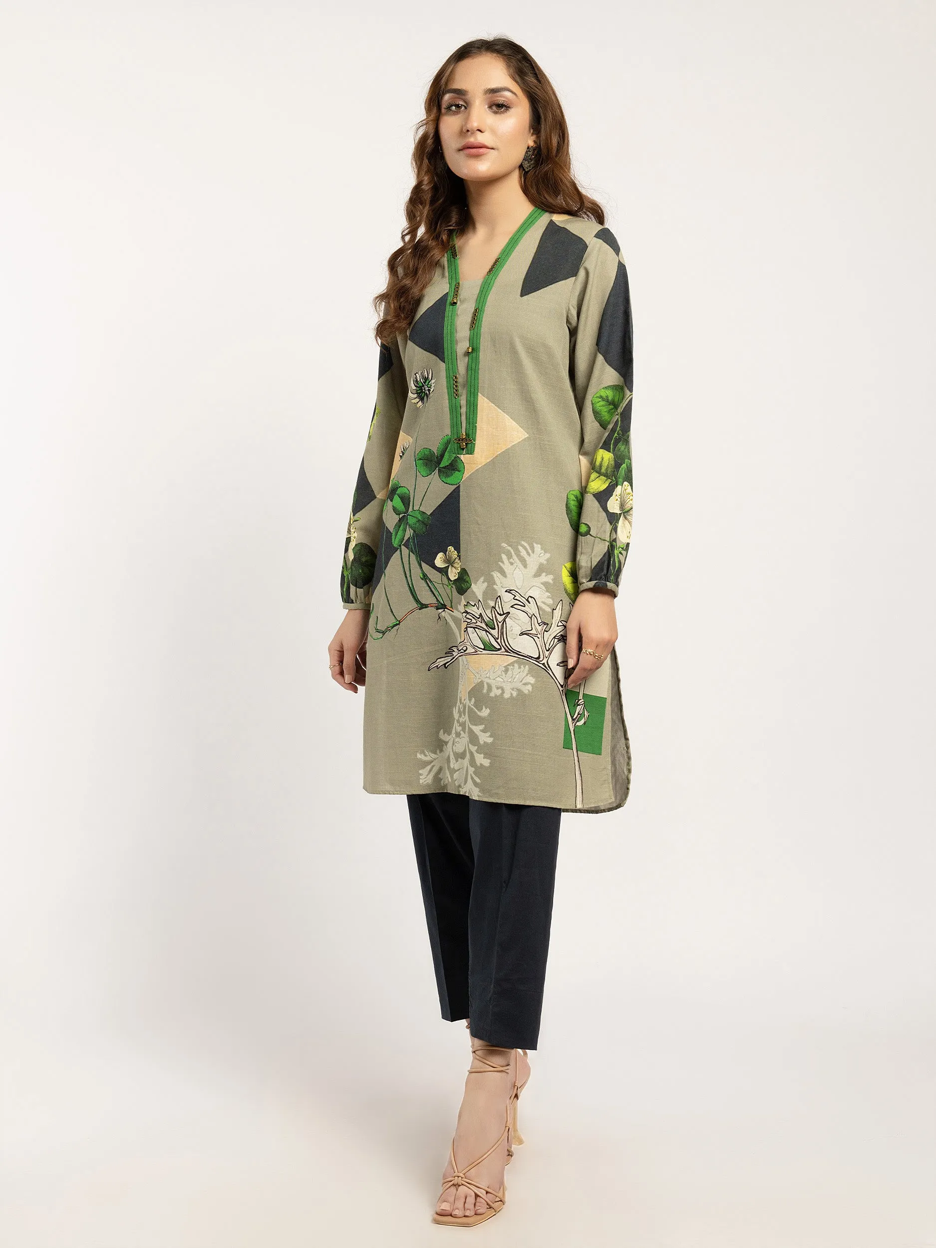 Printed Khaddar Shirt