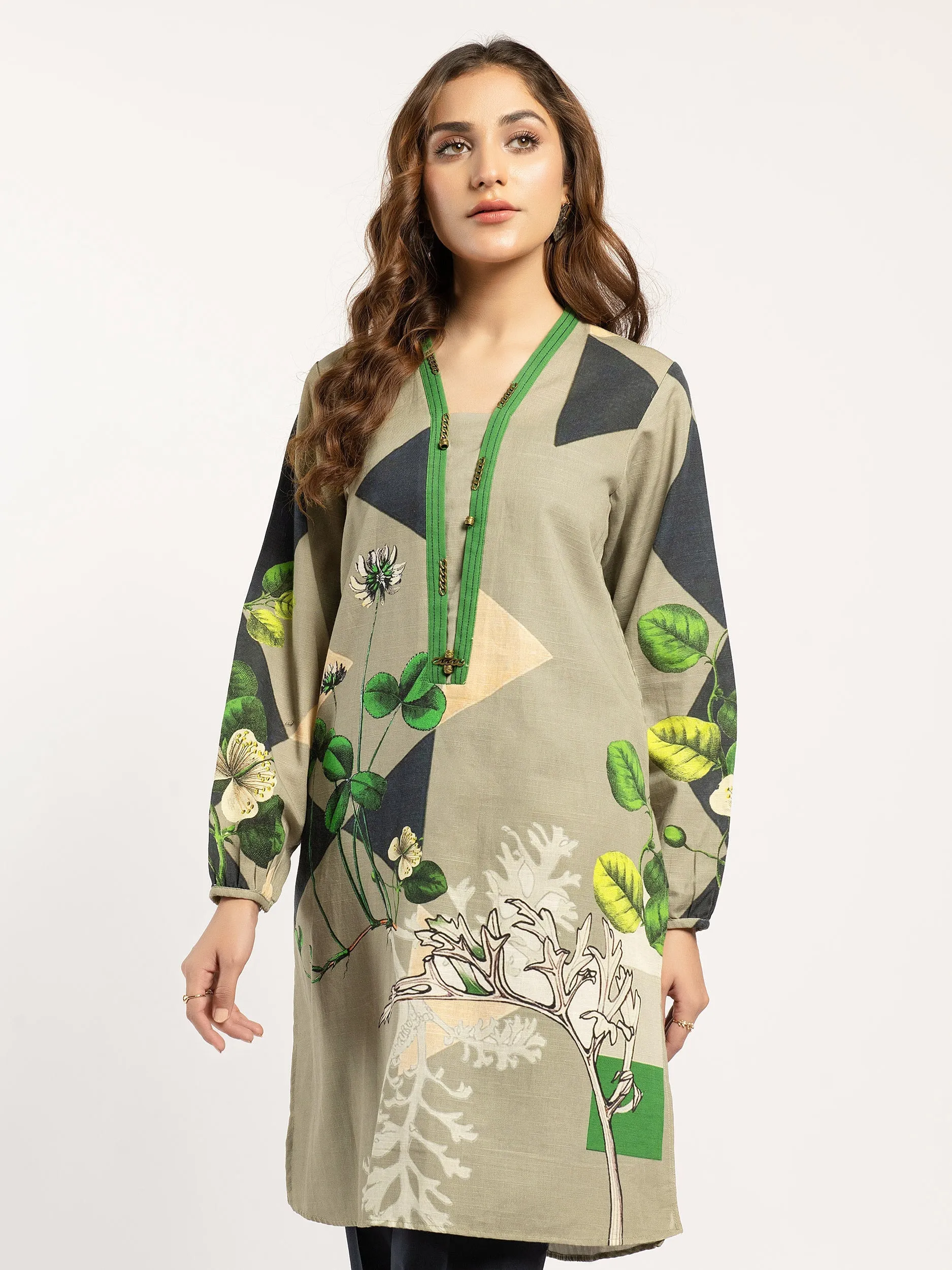 Printed Khaddar Shirt