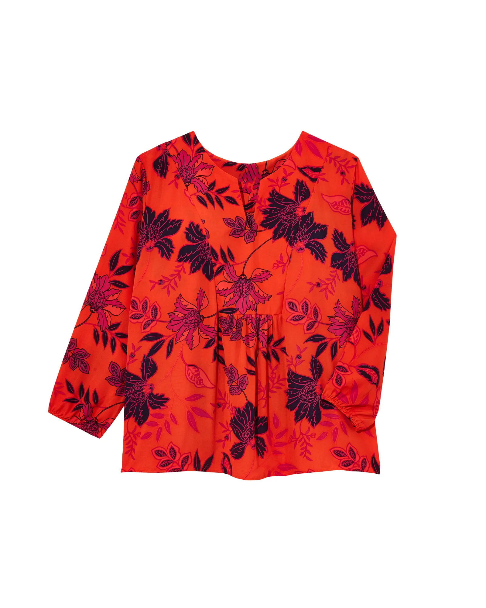 Priscilla V-neck Blouse | Orange / Navy