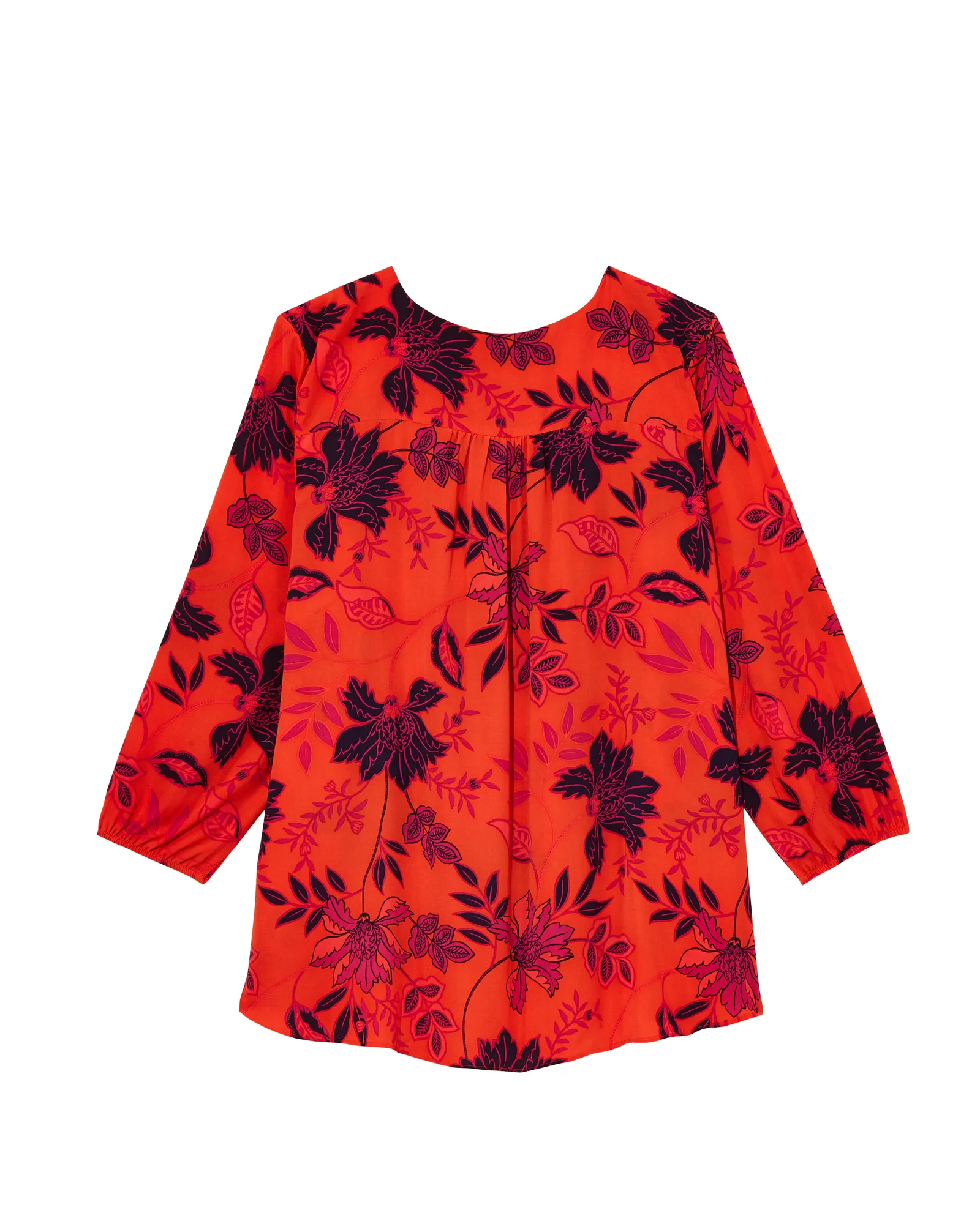 Priscilla V-neck Blouse | Orange / Navy