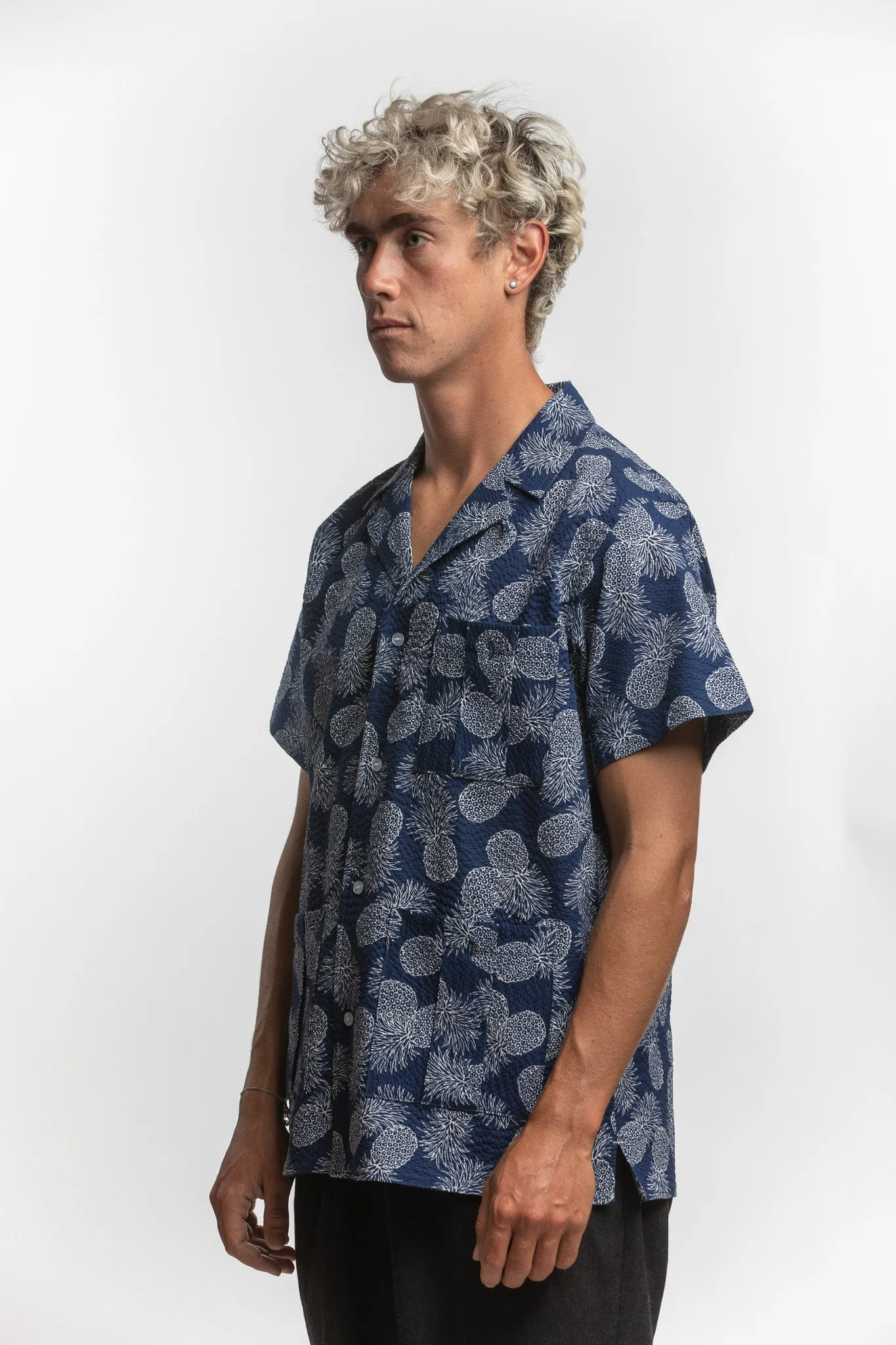 PTC - SCARAMANGER SS SHIRT (PINEAPPLE SEERSUCKER) - NAVY