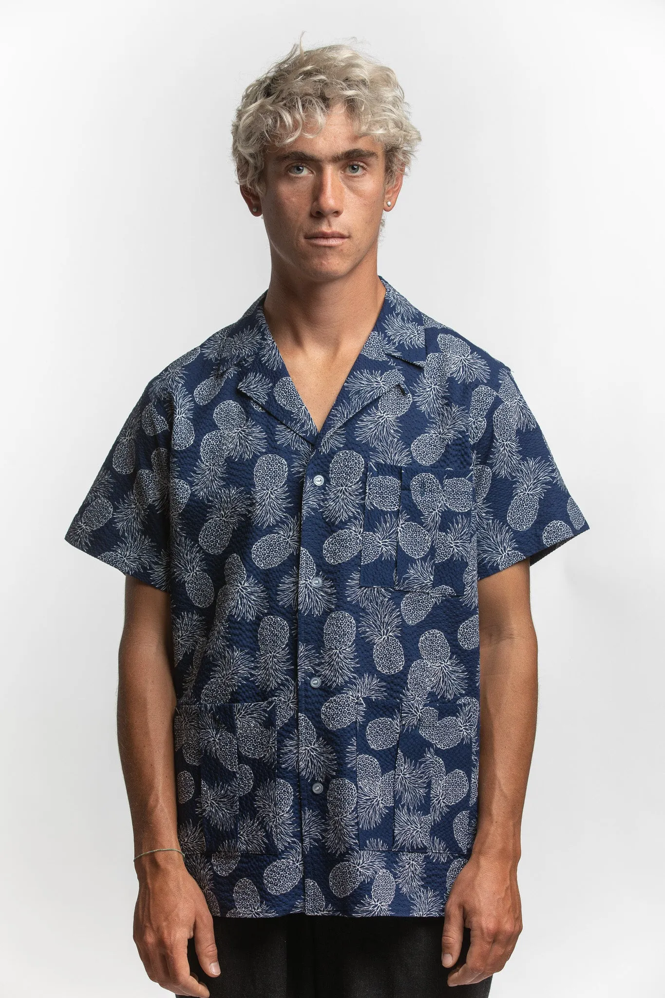 PTC - SCARAMANGER SS SHIRT (PINEAPPLE SEERSUCKER) - NAVY