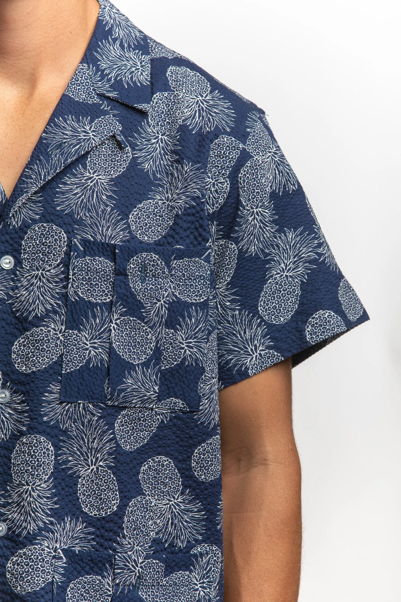 PTC - SCARAMANGER SS SHIRT (PINEAPPLE SEERSUCKER) - NAVY